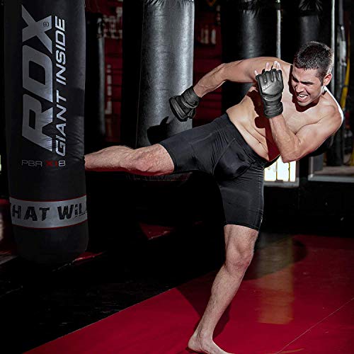 RDX MMA Gloves Premium Real Maya Hide Leather, Mixed Martial Arts Sparring & Grappling Gloves for Training, Fighting Gloves, Fingerless Design, Padded Open D-Cut Palm, Mixed Martial Arts Equipment