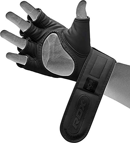 RDX MMA Gloves Premium Real Maya Hide Leather, Mixed Martial Arts Sparring & Grappling Gloves for Training, Fighting Gloves, Fingerless Design, Padded Open D-Cut Palm, Mixed Martial Arts Equipment