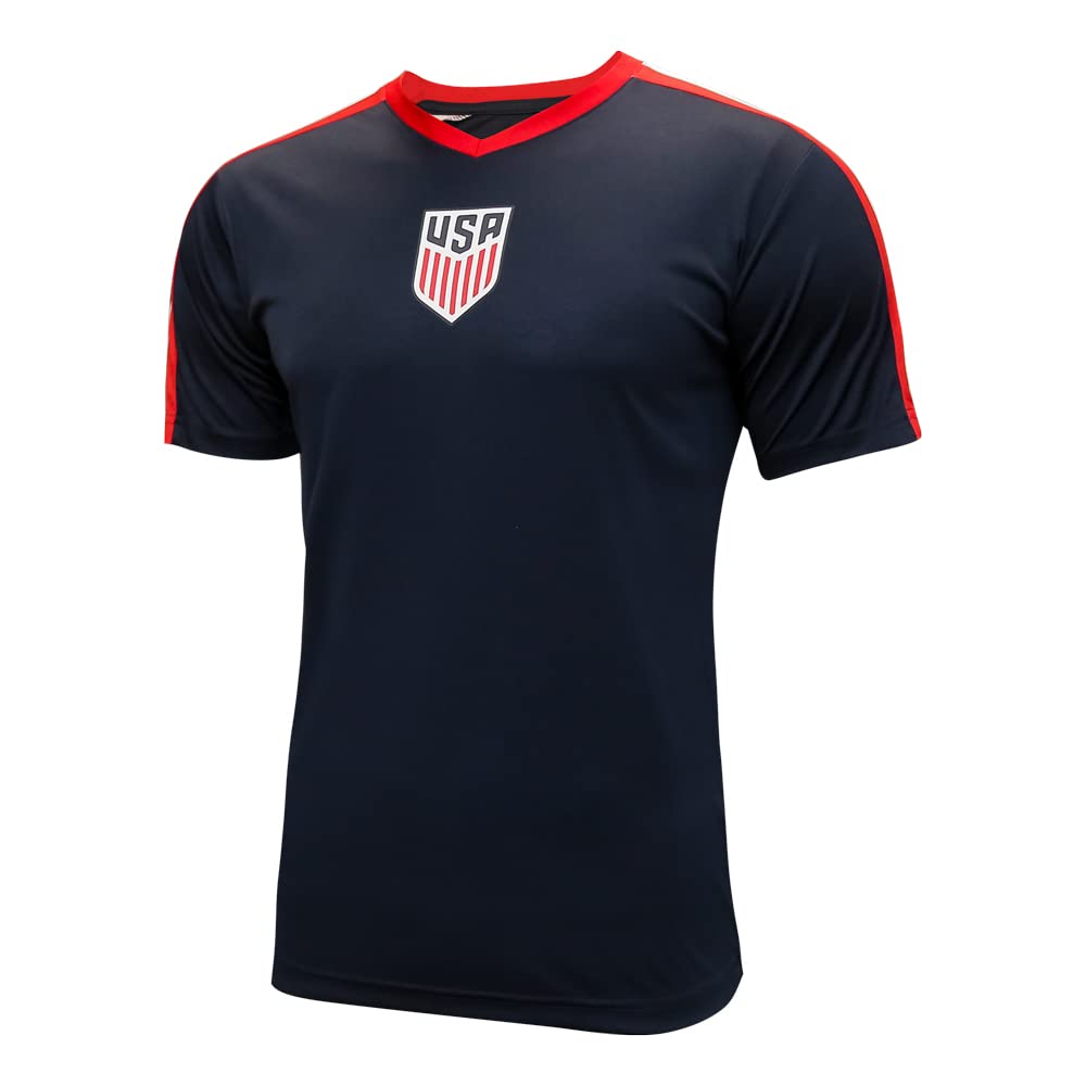 Icon Sports U.S. Soccer USMNT Adult Soccer Game Day Jersey-Inspired Shirt - All-Star, Navy, Medium