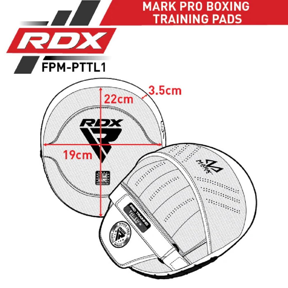 RDX Boxing Pads Focus Mitts, Convex Skin Leather Curved Hand Pad with Adjustable Strap, Hook and Jab Hand Strike Shield for MMA, Martial Arts, Punching Target, Muay Thai Training Matte Black
