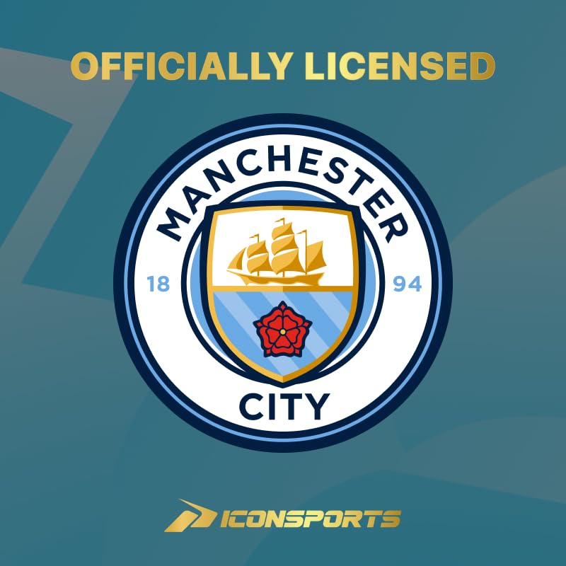 Icon Sports Manchester City FC Essential Game Day Tee - Officially Licensed Unisex Adult Short Sleeve Soccer Polyester T-Shirt Lightblue L