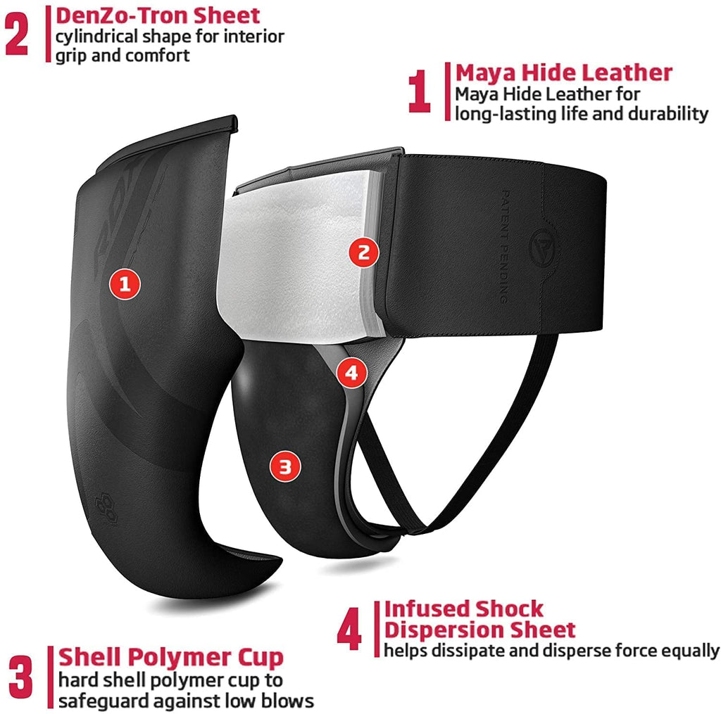 RDX Groin Protector for Boxing, Muay Thai, Kickboxing and MMA Fighting, Maya Hide Leather Abdo Gear for Martial Arts Training, Men Jockstrap Abdominal Protector for Sparring, Taekwondo and Grappling