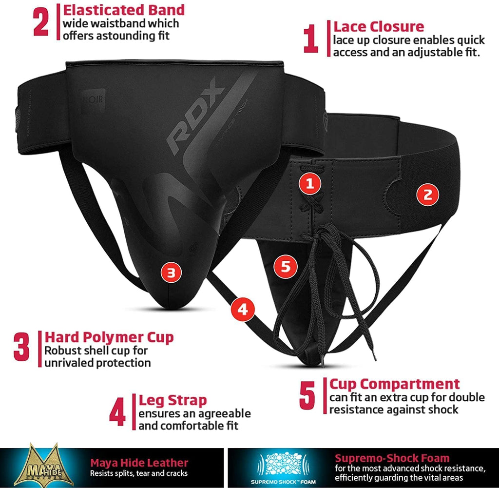 RDX Groin Protector for Boxing, Muay Thai, Kickboxing and MMA Fighting, Maya Hide Leather Abdo Gear for Martial Arts Training, Men Jockstrap Abdominal Protector for Sparring, Taekwondo and Grappling