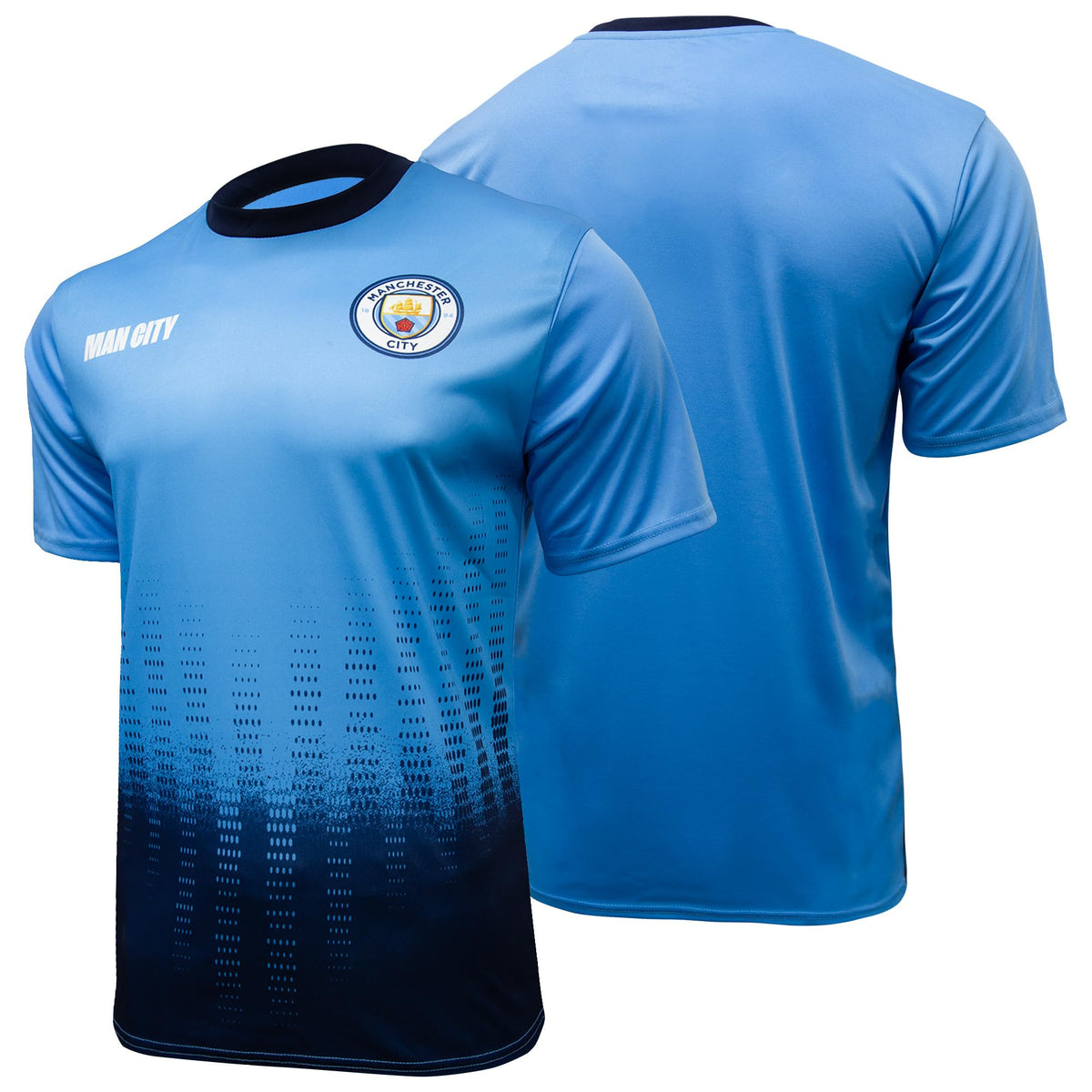 Icon Sports Manchester City FC Essential Game Day Tee - Officially Licensed Unisex Adult Short Sleeve Soccer Polyester T-Shirt Lightblue L