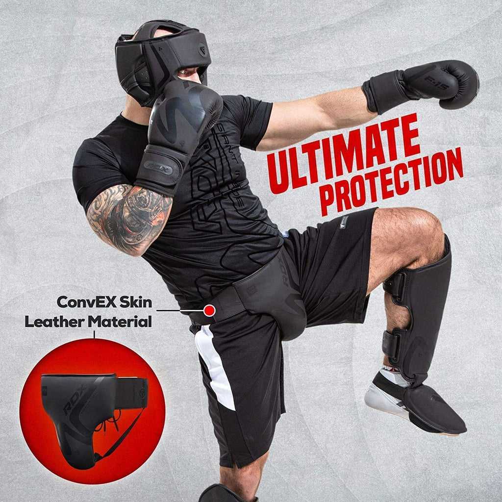 RDX Groin Protector for Boxing, Muay Thai, Kickboxing and MMA Fighting, Maya Hide Leather Abdo Gear for Martial Arts Training, Men Jockstrap Abdominal Protector for Sparring, Taekwondo and Grappling