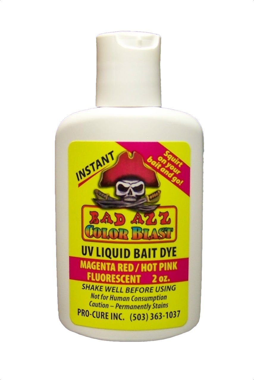 Pro-Cure Bad Azz Color Blast Liquid Bait Dye, 2 Ounce, Magenta Red/Hot Pink Fluorescent