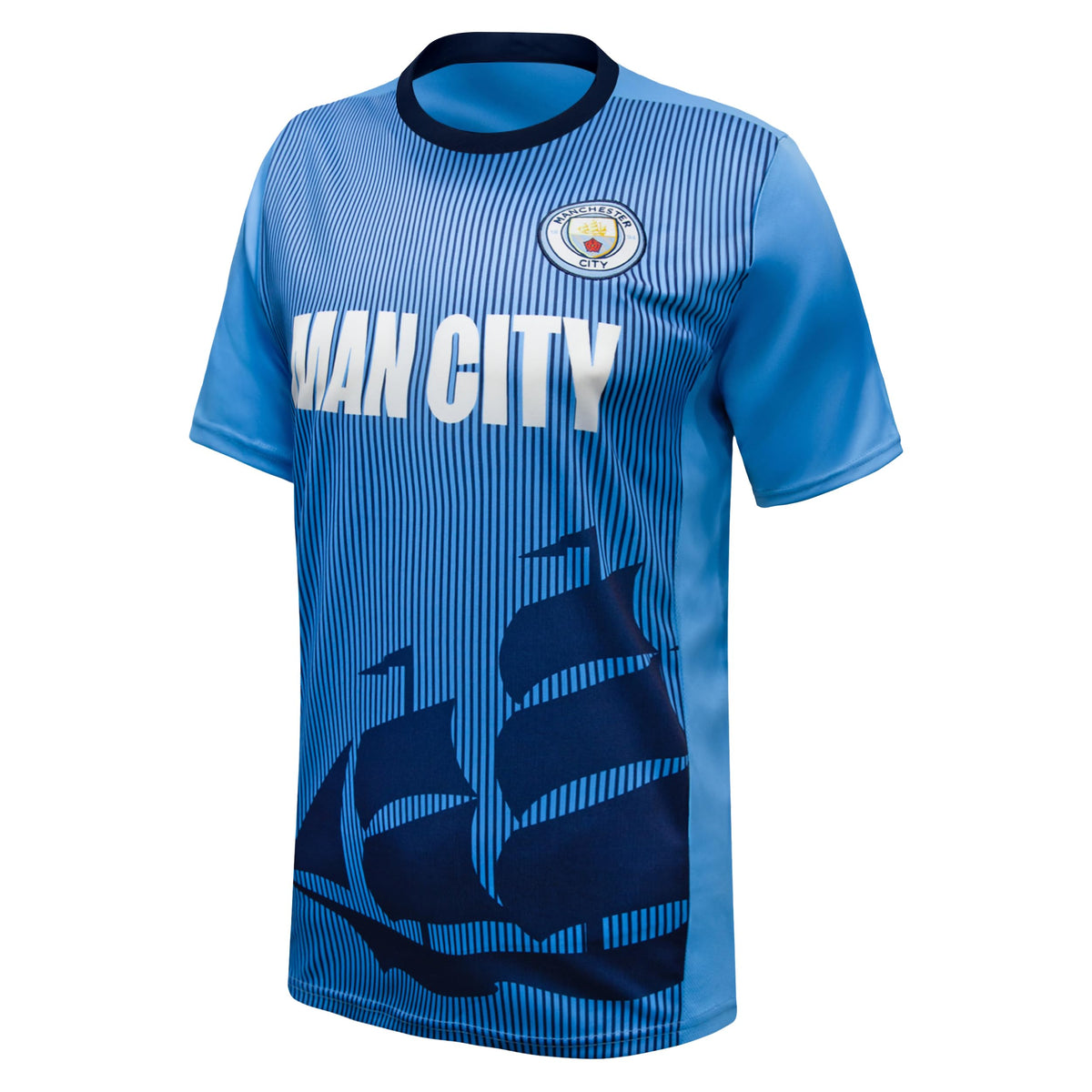 Icon Sports Manchester City FC Essential Game Day Tee - Officially Licensed Unisex Adult Short Sleeve Soccer Polyester T-Shirt Lightblue L