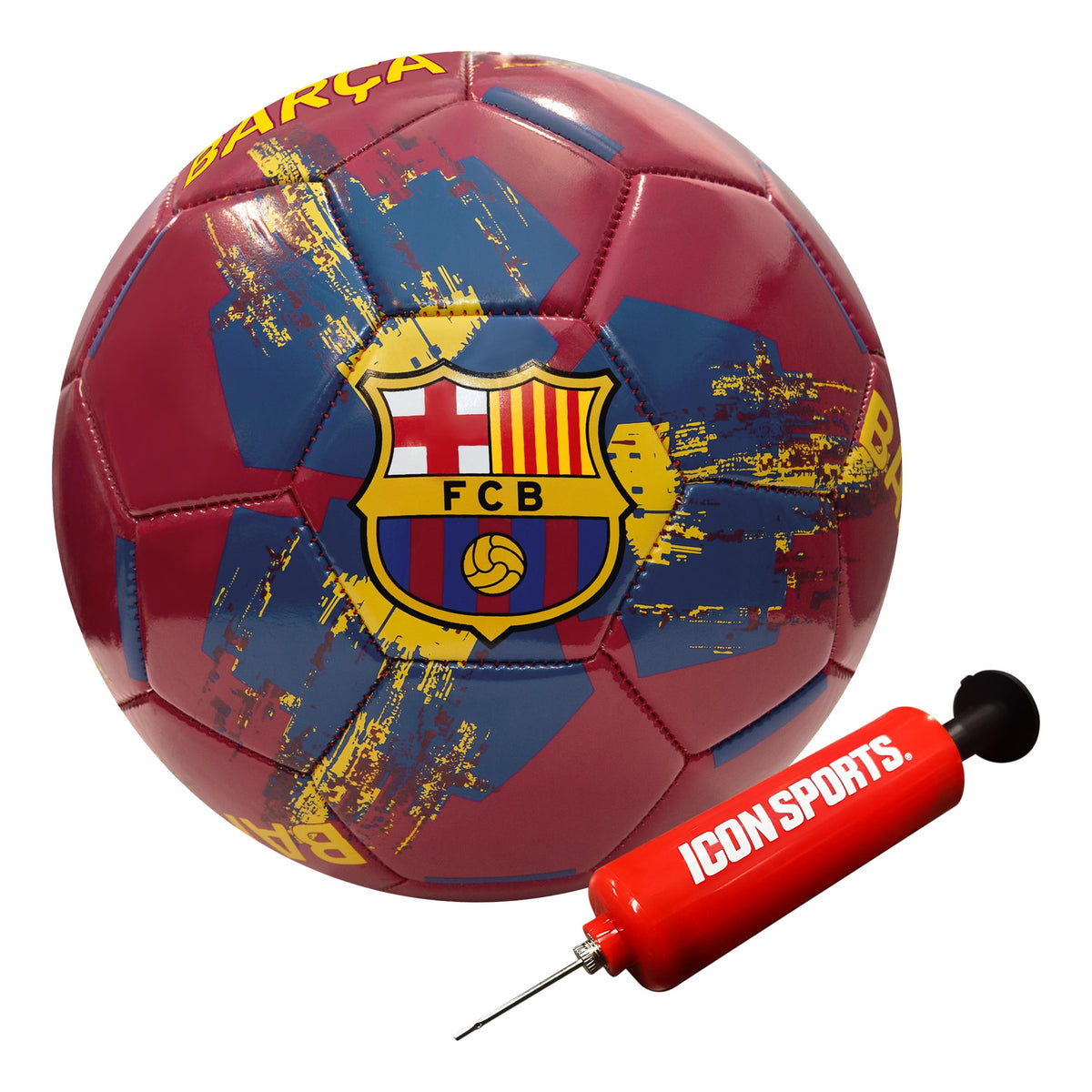 Icon Sports Officially Licensed FC Barcelona Soccer Ball - FCB98BL Wine Size 5