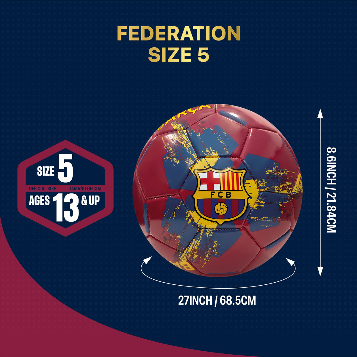 Icon Sports Officially Licensed FC Barcelona Soccer Ball - FCB98BL Wine Size 5