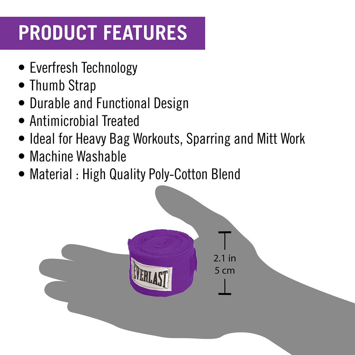 Everlast 4455PRP 120" Hand Wraps Purple 120"