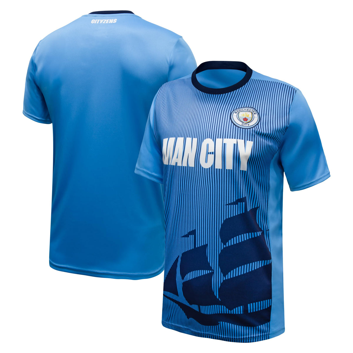 Icon Sports Manchester City FC Essential Game Day Tee - Officially Licensed Unisex Adult Short Sleeve Soccer Polyester T-Shirt Lightblue L