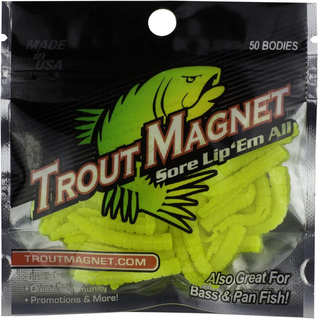 Leland's Lures Trout Magnet 50-Pack Split-Tail Grub Body Pack, Also Great for Bass and Panfish