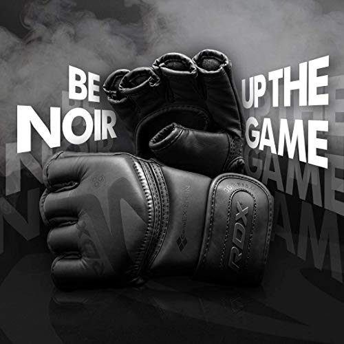 RDX MMA Gloves Premium Real Maya Hide Leather, Mixed Martial Arts Sparring & Grappling Gloves for Training, Fighting Gloves, Fingerless Design, Padded Open D-Cut Palm, Mixed Martial Arts Equipment