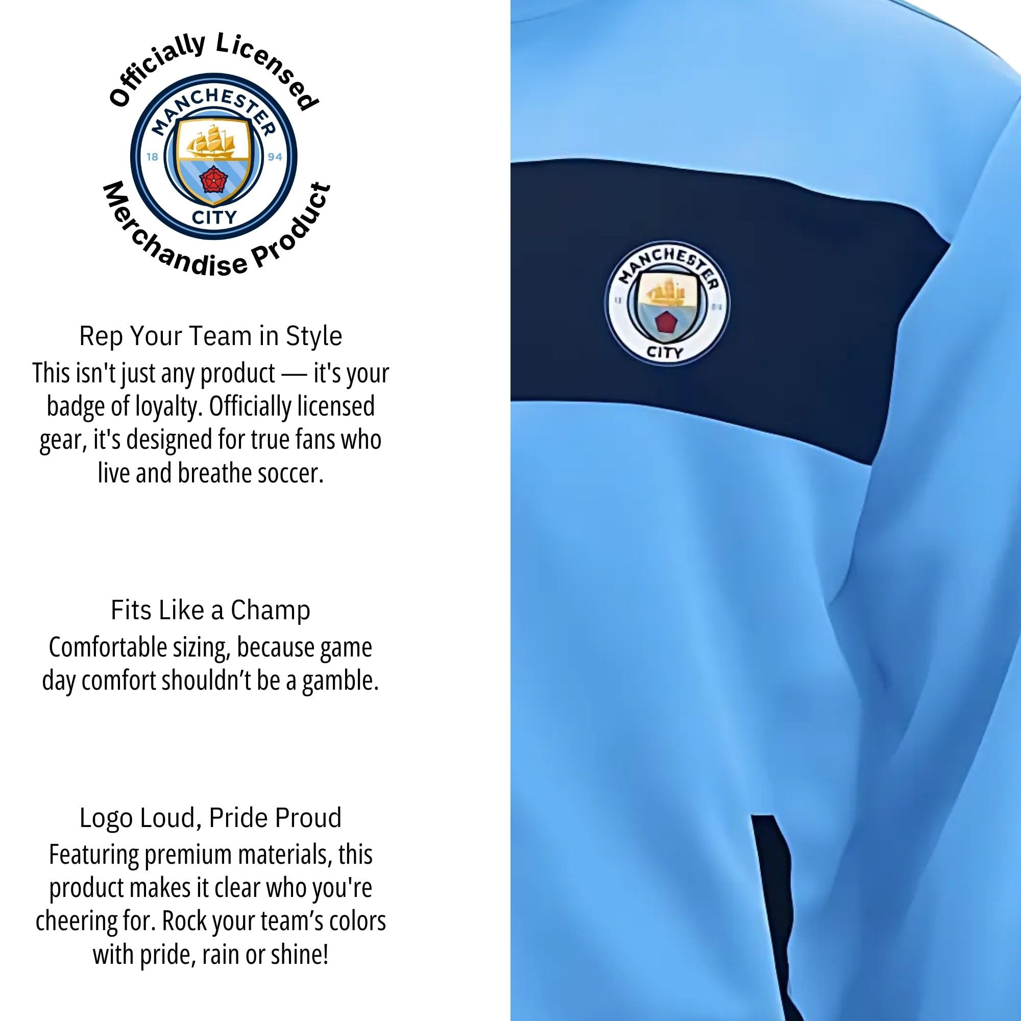 Icon Sports Officially Licensed Manchester City FC Soccer Track Jacket - Unisex Adult
