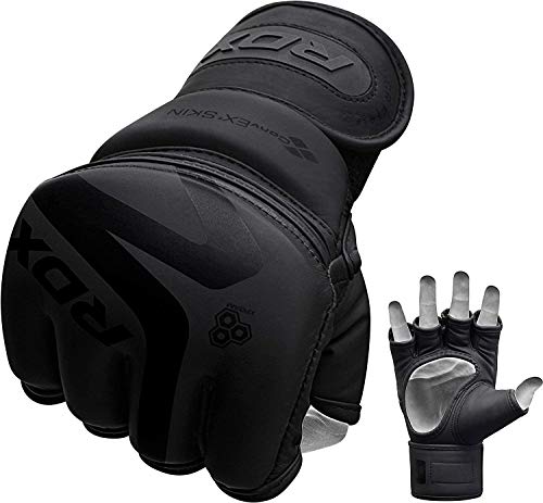 RDX MMA Gloves Premium Real Maya Hide Leather, Mixed Martial Arts Sparring & Grappling Gloves for Training, Fighting Gloves, Fingerless Design, Padded Open D-Cut Palm, Mixed Martial Arts Equipment