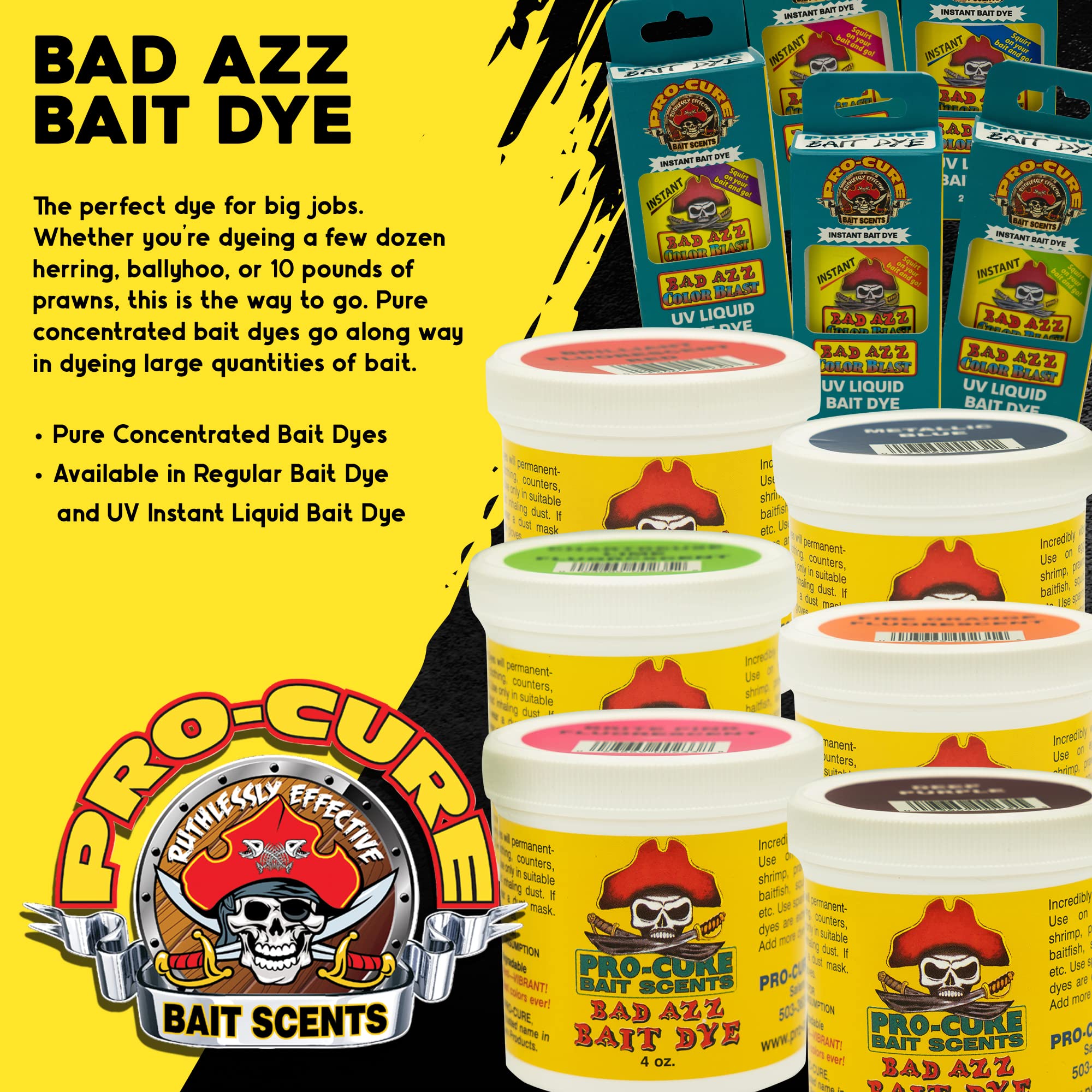 Pro-Cure Bad Azz Color Blast Liquid Bait Dye, 2 Ounce, Magenta Red/Hot Pink Fluorescent